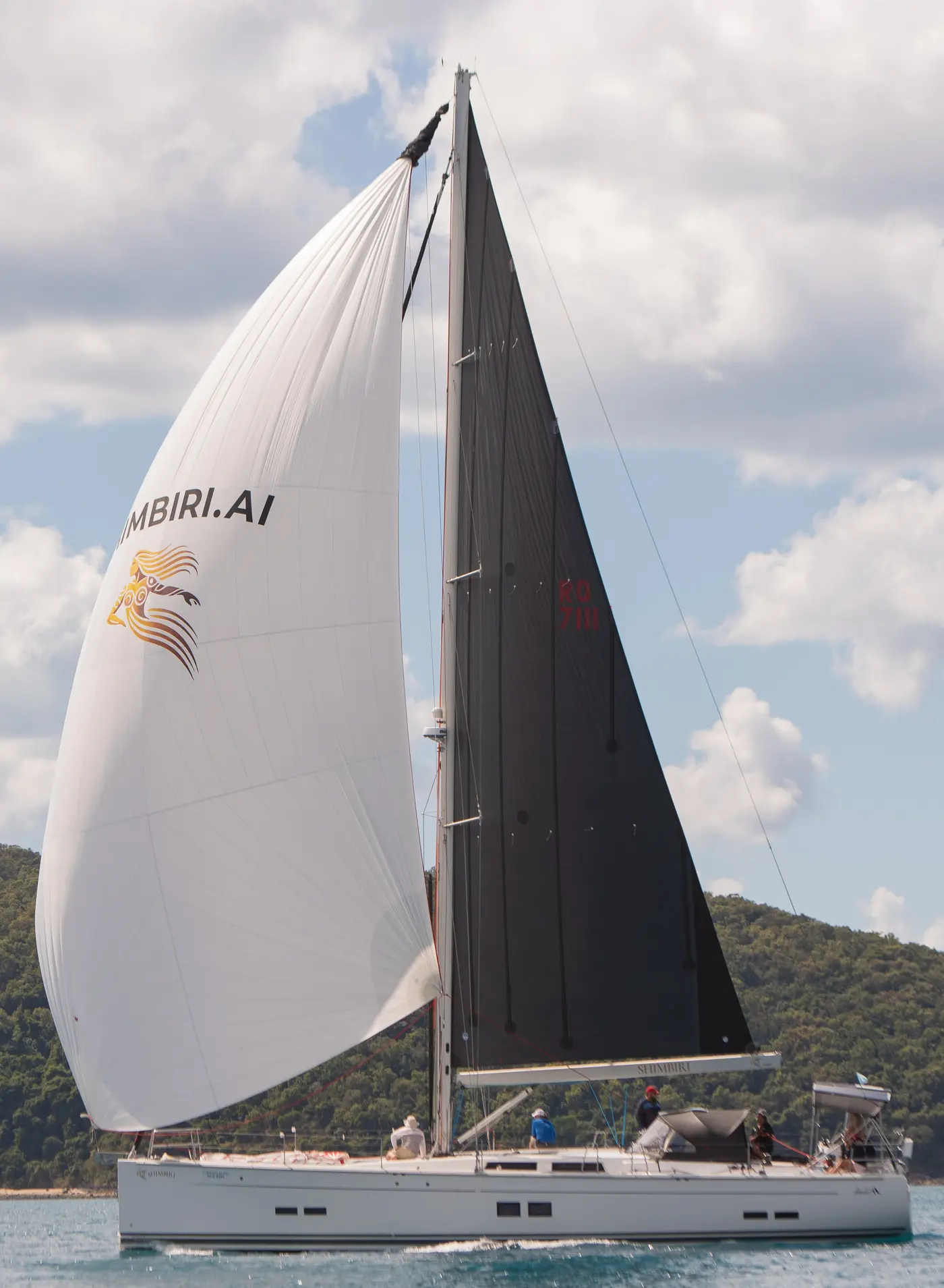 Shimbiri under spinnaker, SHIMBIRI.AI kite flying, on her way to winning PHS Division 1 in the 80th Sydney–Hobart